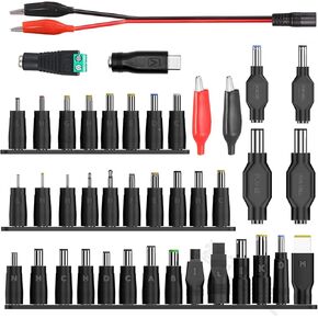 Laptop DC Power Adapter Kits 41 PCS Universal 5.5 mm x 2.1 mm DC AC Power Adapter Tips Connector for Thinkpad Power Supply Plug Jack Sets