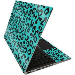 MightySkins Glossy Glitter Skin for HP Pavilion x360 14" (2020) - Teal Leopard | Protective, Durable High-Gloss Glitter Finish | Easy to Apply, Remove, and Change Styles | Made in The USA