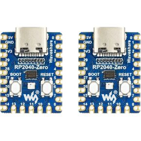 waveshare RP2040-Zero High-Performance Pico-Like MCU Board Based On Raspberry Pi Microcontroller RP2040 Castellated Module Allows Soldering Direct to Carrier Boards-2pcs