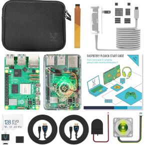Vilros Raspberry Pi 5 GLOWCOOL Max Starter Kit (4GB RAM, 128GB SD Card, Clear Transparent Case)