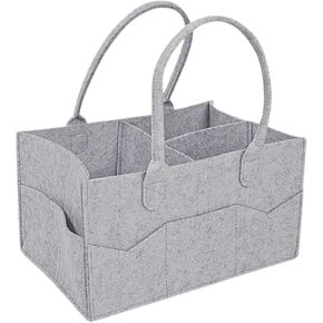 H & H Creations Diaper Caddy for Travelling, Nursery Essentials and Storage, Foldable with 3 Compartments and 8 Side Pockets, 3mm Felt Fabric with Matt Finishing, Baby Diaper Organizer, Grey in Saudi Arabia