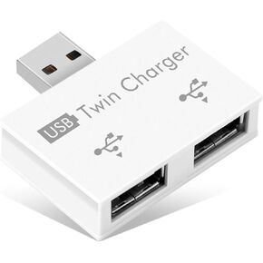 USB2.0 Hub 2-Port, Portable 2-Port USB Hub USB Twin Adapter Male to Dual USB Female Adapter for Laptops Desktops, Only Use for Charging(Black)