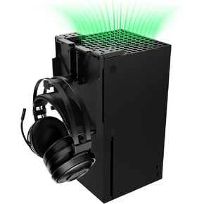 غطاء مقاوم للغبار لوحدة تحكم Xbox Series X، غطاء علوي لمرشح الغبار قابل للتعديل لجهاز Xbox Series X مع حامل سماعة الرأس - أسود in Kuwait