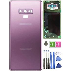 غطاء باب زجاجي خلفي متوافق مع هاتف Galaxy Note 9، بديل لاصق لإطار الكاميرا المثبت لهاتف Samsung Galaxy Note 9 OEM - جميع الموديلات N960 جميع الحاملات + مع الأدوات (أزرق محيطي) in Kuwait