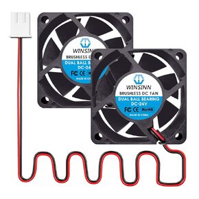 WINSINN DC 60mm Fan 24V 6025 Dual Ball Bearing Brushless Cooling 60x25mm 2PIN (Pack of 2Pcs)