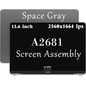 A2681 Screen Replacement for MacBook Air M2 A2681 EMC 4074 MLXW3 MLXX3 MLXY3 MLY03 MLY13 MLY23 MLY33 MLY43 Full LED LCD Screen Display Assembly (Space Gray)