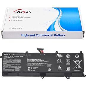 C21-X202 Laptop Battery for Asus Vivobook S200 S200E X201 X201E X202 X202E Q200 Q200E C21x202 S200E-CT158H X201E-KX096H X202E-DH31T Q200E-BHI3T45 F201E F201E-KX052H KX068H 0B200-00230300 7.4V 38Wh