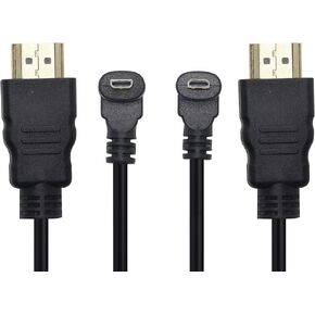 Micro HDMI to HDMI Cable Adapter 50CM 90 Degree Angle Micro HDMI Male to HDMI Male Connector Supports 3D 4K 60Hz 1080P Ethernet Audio Return 50cm (2Pack Each of Up Angle and Down Angle)