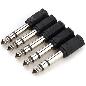 5PCS 6.35mm (1/4 inch) Male to 3.5 mm (1/8 Inch) Female Stereo Audio Headphone Jack Adapters, Quarter inch to 3.5mm Adapter - Black