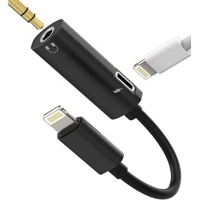 Iphone Headphone Adapter Lightning to 3.5mm Splitter AUX Jack Cable Audio 2in1 Dongle Adaptador Para Earbud Charger Cord MFI Certified Compatible for 13 12 11Pro Max Mini 7 8Plus X Xr Xs Se Ipad
