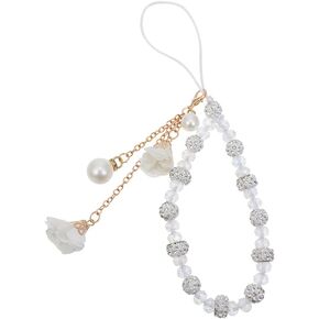 Hemobllo Cell Phone Strap Charm Rhinestone Beaded Phone Straps Crystal Flower Pendant Charm Phone Lanyard Phone Accessories for Backpack Smart Phone Camera Purse (Random Color)