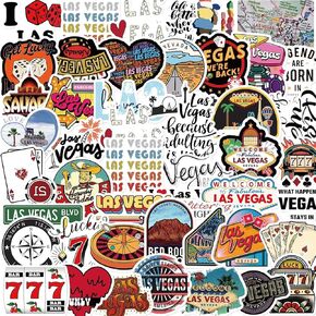 Las Vegas City Stickers Cool Stickers for Water Bottles Laptop Luggage, Cannity Cute Stickers for Adults Teens Waterproof Vinyl Decals Nevada Stickers(50PCS)