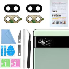 2 PCS for ASDAWN Back Rear Camera Lens Glass Replacement for Google Pixel 6a with Pre-Installed Adhesive, 6.1 Inches Pixel 6a Back Camera Lens Glass kit with Installation Manual + Repair Tool Set