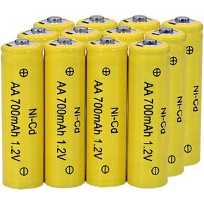 12 Packs AA Garden Ni-cd Batteries 1.2V AA 700mAh Ni-Cd Rechargable Battery for Solar Lights,lawn Landscape lighting（AA Size）