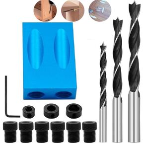 14Pcs Pocket Hole Jig,Pocket Hole Screw Jig,15 Degree Dowel Drill Bit Kit,6/8/10mm Drive Adapter for Woodworking Angle Drilling Holes,Carpenters Woodwork Guides Joint Angle Carpentry Locator in Saudi Arabia