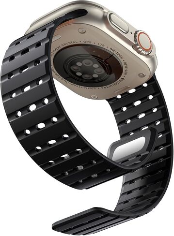 Compatible with Apple Watch Bands for Men 49mm/45mm/44mm/42mm Women, Rugged Magnetic Silicone Sport Watchband for iWatch Ultra2/Ultra/SE2/SE/9/8/7/6/5/4/3/2/1 in Saudi Arabia