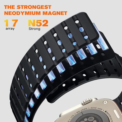 Compatible with Apple Watch Bands for Men 49mm/45mm/44mm/42mm Women, Rugged Magnetic Silicone Sport Watchband for iWatch Ultra2/Ultra/SE2/SE/9/8/7/6/5/4/3/2/1 in Saudi Arabia