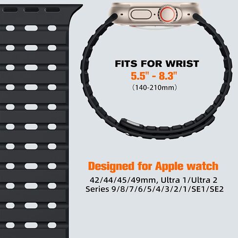 Compatible with Apple Watch Bands for Men 49mm/45mm/44mm/42mm Women, Rugged Magnetic Silicone Sport Watchband for iWatch Ultra2/Ultra/SE2/SE/9/8/7/6/5/4/3/2/1 in Saudi Arabia