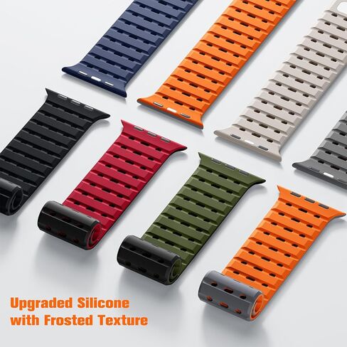 Compatible with Apple Watch Bands for Men 49mm/45mm/44mm/42mm Women, Rugged Magnetic Silicone Sport Watchband for iWatch Ultra2/Ultra/SE2/SE/9/8/7/6/5/4/3/2/1 in Saudi Arabia