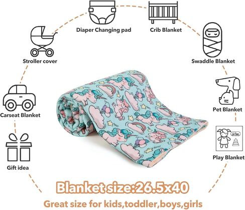 Little Unicorn Baby Blanket for Boys Girls Soft Fleece Minky Blanket with Dotted Backing Double Layer Newborn Toddler Blankie for Nursery Stroller Crib Gift to Son Nephew Grandson 26.5 * 40 Inches in Saudi Arabia