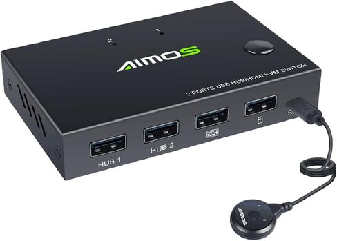 KVM Switch HDMI 2 Ports,USB and HDMI Switch for 2 Computers Share Keyboard Mouse Printer and one HD Monitor,Support UHD 4K@30Hz,with 4 USB Out and External Controller Switching，NA-201C in Saudi Arabia