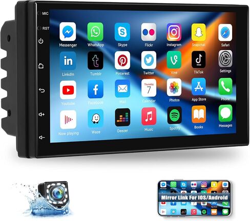 ستيريو سيارة Android 13 مع وصلة مرآة واي فاي/نظام ملاحة GPS 7 بوصة IPS تعمل باللمس وراديو سيارة مزدوج Din مع بلوتوث، راديو FM، SWC، شاشة مقسمة USB/AUX-in+كاميرا احتياطية [1+32G] in Saudi Arabia