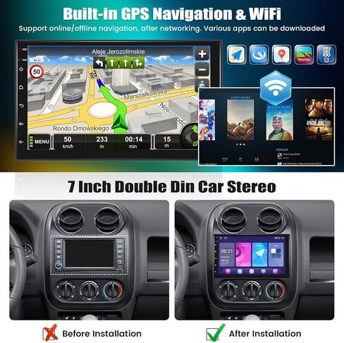ستيريو سيارة Android 13 مع وصلة مرآة واي فاي/نظام ملاحة GPS 7 بوصة IPS تعمل باللمس وراديو سيارة مزدوج Din مع بلوتوث، راديو FM، SWC، شاشة مقسمة USB/AUX-in+كاميرا احتياطية [1+32G] in Saudi Arabia