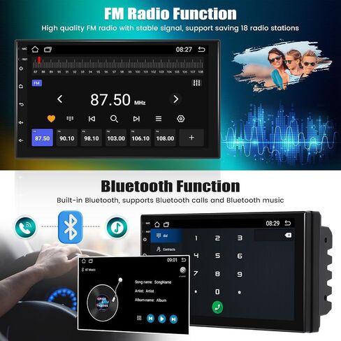 ستيريو سيارة Android 13 مع وصلة مرآة واي فاي/نظام ملاحة GPS 7 بوصة IPS تعمل باللمس وراديو سيارة مزدوج Din مع بلوتوث، راديو FM، SWC، شاشة مقسمة USB/AUX-in+كاميرا احتياطية [1+32G] in Saudi Arabia