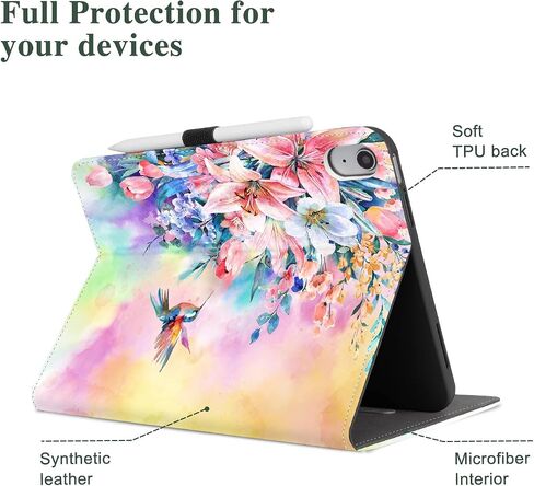Vimorco ipad 10th Generation Case, ipad 10 Case 10.9 inch 2022, Pencil Holder with Hand Strap & Pocket, Multiple Stand Protector PU Leather Shell Cover, Auto Wake/Sleep, Cat in Saudi Arabia