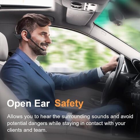 MONODEAL Bone Conduction Headphones with Mic, Bluetooth 5.3 Open Ear Headphones Wireless Waterproof Headsets, Sweat Resistant Wireless Earphones for Running, Work, Driving, Home Office(Black) in Kuwait