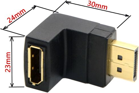 CY DP DisplayPort Male 90 Degree Up Angled to Female Extension Adapter Converter Black in Saudi Arabia
