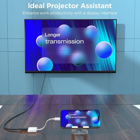 محول USB C إلى HDMI رقمي AV، محول HDMI AV 1080P إلى كابل صوت AV رقمي للتلفزيون مع منفذ شحن متوافق مع iPhone 15/iPad/MacBook Pro/Galaxy على HDTV/جهاز العرض/الشاشة، لا حاجة إلى طاقة in Saudi Arabia