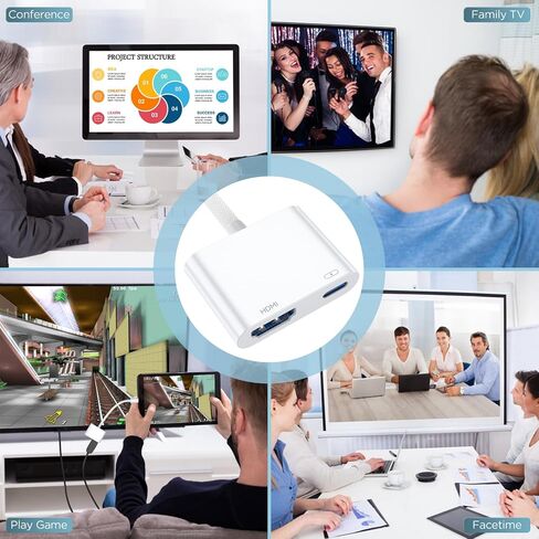 محول USB C إلى HDMI رقمي AV، محول HDMI AV 1080P إلى كابل صوت AV رقمي للتلفزيون مع منفذ شحن متوافق مع iPhone 15/iPad/MacBook Pro/Galaxy على HDTV/جهاز العرض/الشاشة، لا حاجة إلى طاقة in Saudi Arabia