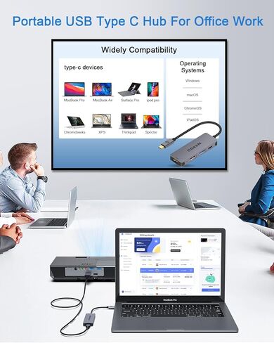 USB C Hub, QGeeM 4-in-1 USB C to HDMI Adapter with 4K USB C to HDMI Hub,100W Power Delivery,USB 3.0,Thunderbolt 3 Hub Compatible for MacBook Pro, XPS, iPad Pro,More Type C Devices in Kuwait