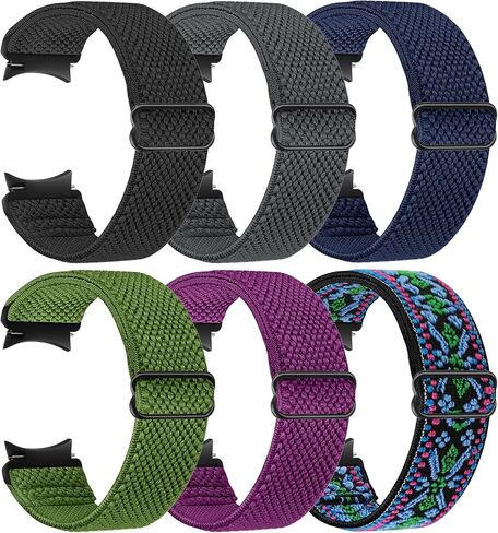 أحزمة ساعة مرنة متوافقة مع ساعة Samsung Galaxy Watch 7/6/5/4/FE 40 مم 44 مم/Galaxy Watch 6 Classic 43mm 47mm/Watch 5 Pro 45 مم/Galaxy Watch 4 Classic 42mm 46mm سوار معصم من النايلون للنساء والرجال in Saudi Arabia