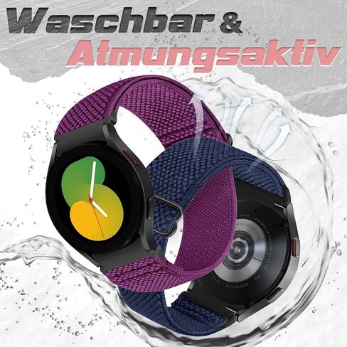 أحزمة ساعة مرنة متوافقة مع ساعة Samsung Galaxy Watch 7/6/5/4/FE 40 مم 44 مم/Galaxy Watch 6 Classic 43mm 47mm/Watch 5 Pro 45 مم/Galaxy Watch 4 Classic 42mm 46mm سوار معصم من النايلون للنساء والرجال in Saudi Arabia