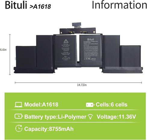 A1494 A1398 بطارية كمبيوتر محمول MacBook Pro A1618 بديلة لجهاز MacBook Pro 15 بوصة Retina A1398 (أواخر 2013، منتصف 2014، أوائل 2015) in Saudi Arabia