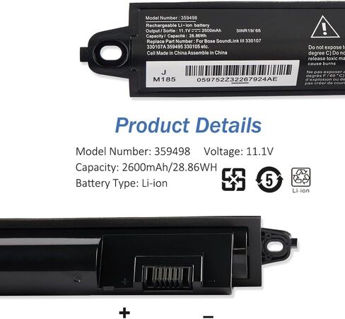 استبدال البطارية لـ Bose 404600، Soundlink 3/III 359498 33010 330107 330107A 359495 Bose Soundlink Mobile مكبر الصوت II، بطارية لـ Bose Soundlink 11.4V 2600mAh/28.86Wh in Kuwait