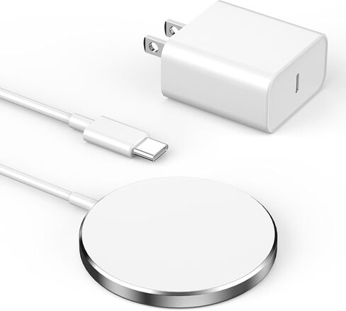 شاحن لاسلكي، شاحن لاسلكي مغناطيسي سريع بقدرة 15 وات متوافق مع شاحن MagSafe لسلسلة iPhone 15/14/13/12، وسادة شحن لاسلكية مغناطيسية لأجهزة AirPods/Pro مع كتلة شاحن PD USB C بقدرة 20 وات in Kuwait