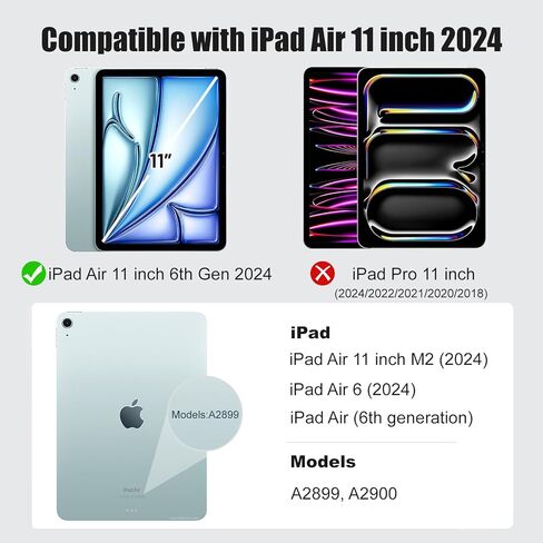 واقي شاشة TQLGY لجهاز iPad Air 11 بوصة M2 (2024، الجيل السادس)، زجاج مقسى 9H، شفاف عالي الدقة، مضاد للخدش، تركيب تلقائي لإزالة الغبار، عبوة واحدة in Kuwait