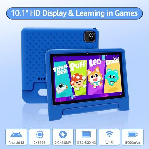 Kids Tablet,10 inch Tablet for Kids, Android 13 Toddler Tablet with Shockproof Case-Stand,128GB Expansion,5-7 hr Battery,WiFi,GMS,Parental Control,Kids App Pre-Installed (Navy Blue) in Saudi Arabia