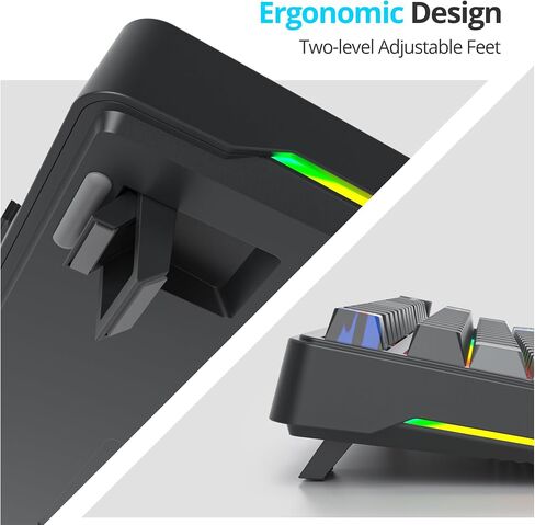 لوحة مفاتيح ألعاب ميكانيكية لاسلكية قابلة للتبديل بنسبة 75% من Fogruaden M75 RGB مع وسادات ممتصة للصوت ومقبض، وحشية، لوحة مفاتيح كريمية مخصصة NKRO TKL، بلوتوث/2.4 جيجا هرتز/سلكية، مفاتيح بيضاء خطية in Saudi Arabia