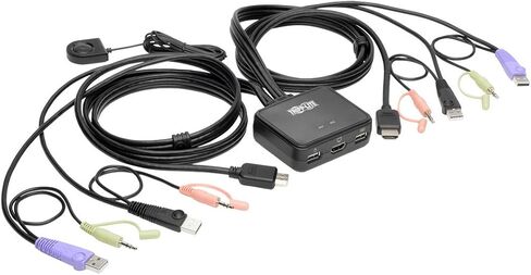 Tripp Lite 2-Port USB HDMI Cable KVM Switch w/Audio/Video, Cables & USB Peripheral Sharing 1920 x 1200, 1080p (B032-HUA2),black in Saudi Arabia