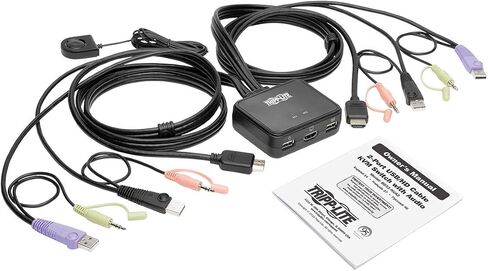 Tripp Lite 2-Port USB HDMI Cable KVM Switch w/Audio/Video, Cables & USB Peripheral Sharing 1920 x 1200, 1080p (B032-HUA2),black in Saudi Arabia