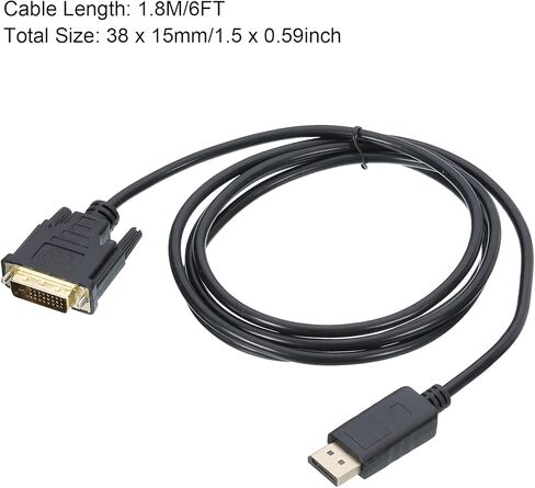 MECCANIXITY Display Port (DP) to DVI Cable 6FT Video Cable External HD Device Support Computers for Projectors, POS Systems in Saudi Arabia
