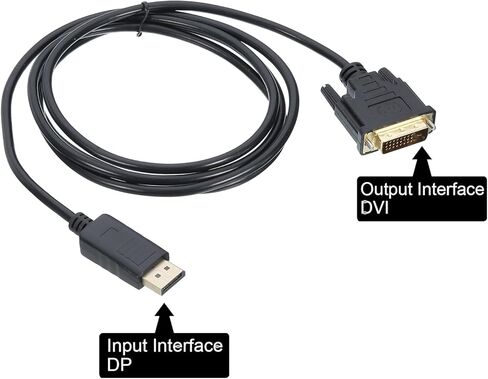 MECCANIXITY Display Port (DP) to DVI Cable 6FT Video Cable External HD Device Support Computers for Projectors, POS Systems in Saudi Arabia