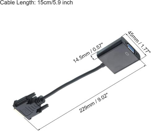 MECCANIXITY DVI to VGA Cable Adapter ABS Video Cable DVI-D 24+1 Pin Male to Female 1080P HD Device for HDTV, Desktop, Laptop, DVI-D Device, Pack of 2 in Saudi Arabia