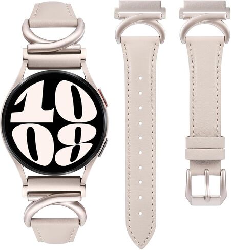 Minyee Leather Bands Compatible with Samsung Galaxy Watch 6/5/4/Active 2 40mm 44mm/Watch 6 Classic 43mm 47mm/Watch 5 Pro 45mm/Watch 4 Classic 42mm 46mm/Watch 3 41mm Band, 20mm Slim Thin Dressy Leather Strap with C-Shape Metal Buckle for Women in Saudi Arabia