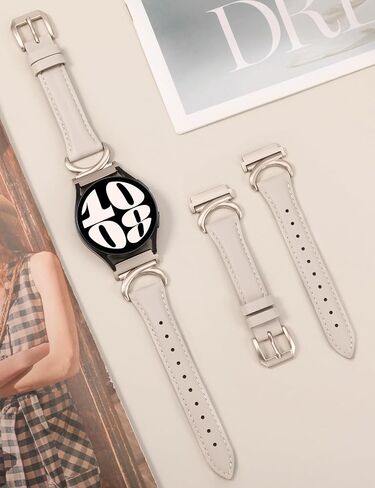 Minyee Leather Bands Compatible with Samsung Galaxy Watch 6/5/4/Active 2 40mm 44mm/Watch 6 Classic 43mm 47mm/Watch 5 Pro 45mm/Watch 4 Classic 42mm 46mm/Watch 3 41mm Band, 20mm Slim Thin Dressy Leather Strap with C-Shape Metal Buckle for Women in Saudi Arabia