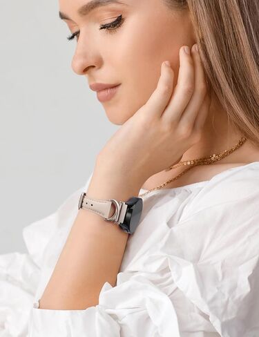 Minyee Leather Bands Compatible with Samsung Galaxy Watch 6/5/4/Active 2 40mm 44mm/Watch 6 Classic 43mm 47mm/Watch 5 Pro 45mm/Watch 4 Classic 42mm 46mm/Watch 3 41mm Band, 20mm Slim Thin Dressy Leather Strap with C-Shape Metal Buckle for Women in Saudi Arabia